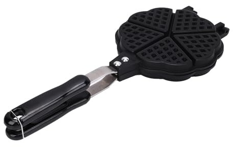 Ausla Heart Shaped Waffle Maker Pan, 5 Mini Waffles, Stovetop Compatible, Aluminum Alloy, 16x36cm/6.3x14.2in