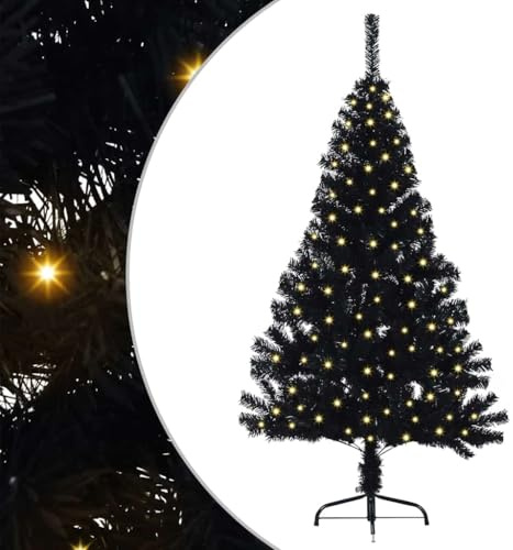vidaXL Künstlicher vorbeleuchteter Weihnachtsbaum Schwarz 120 cm PVC