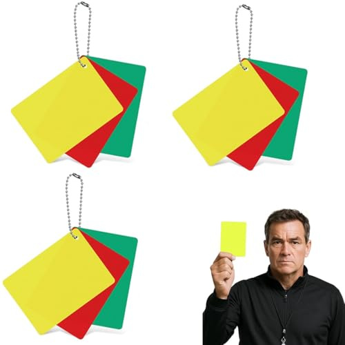 JYNXOR Cartellini Arbitro Calcio,Set di 9 Carte da Arbitro di Calcio,Carte di Rigore per Arbitro di Calcios,Cartes Verdi,Rosse e Gialle per Arbitro di Calcios,per Competizioni Sportive
