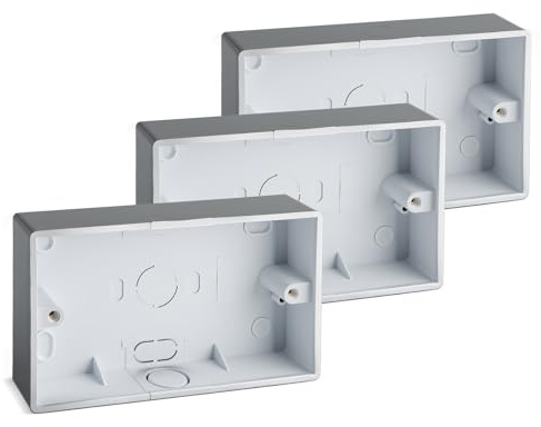 Surface Mounted Electrical pattress Box,Double Installation, 2 Gang Black Stylish and Durable Box for Mounting Electrical Devices(3 Pack)