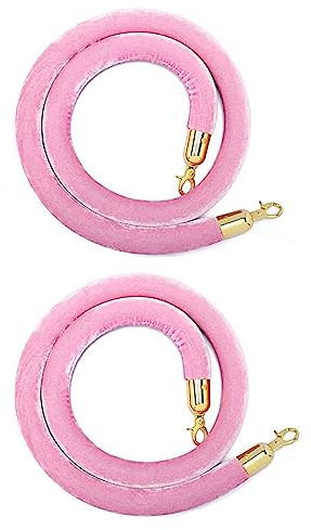 2-pack sammetsrep med krokar, svans barriärrep, fjäderrep, räckesrep för matthändelser, bitar, appeaktiviteter (storlek: 4,9 fot/150 cm, färg: guldkrok)