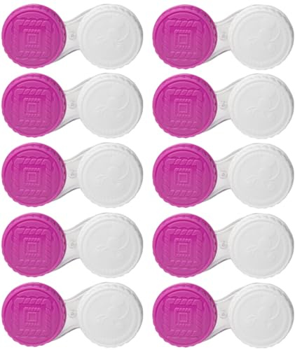 GLAMLENS Kontaktlinsenbehälter Set 10 Stück Weiß-Pink – Auslaufsichere Kontaktlinsendose mit L/R Markierung – Hygienische Aufbewahrung für weiche & Harte Linsen – Ideal für Reisen & Alltag