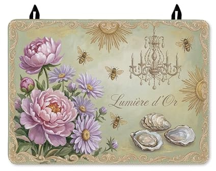 Peony - Cubierta superior para estufa eléctrica, lámpara de araña de crisantemo rústico clásico, superficie de poliuretano, superficie plana, protector eléctrico, decoración de cocina, 28 x 20