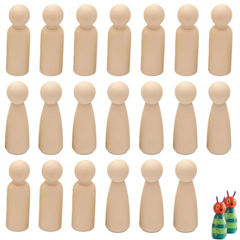 Nimblyne 20 Stück Holzfiguren Groß zum Bemalen: 90 mm Figurenkegel Holz, Holzkegel Dekoration DIY zur Hochzeit oder Geburtstagsdeko, Individuell Gestalten für Eine Personalisierte Deko (2 Stile)