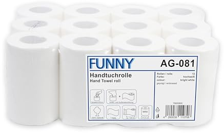 Funny Papierhandtuchrolle MINI, Innenabwicklung 20 cm, Ø 13 cm, 1 lagig, hochweiß, 1er Pack (1 x 12 Stück)