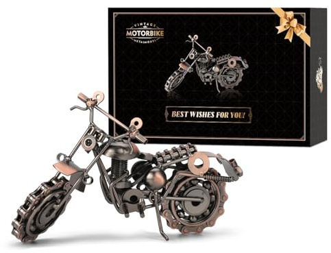 Signstek Vintage Metall Motorrad Modell – Handgefertigte Eisen Deko, Sammlerstück im Retro-Stil – Geschenkidee Motorradliebhaber, Männer und Väter
