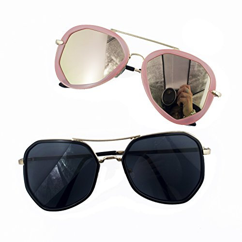 HAND® 2 stilvolle Unisex eckige Framed Aviator-Stil Sonnenbrillen - Frame-140 mm Breite X Arm 140 mm lang - 100% UV400 Schutz