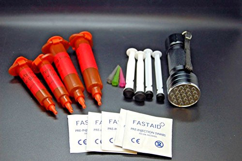 Olax 30ml Light Fly Tying Glue Resin, 21 LED UV Torch, Nozzles, Plungers and Alcohol Swabs Set