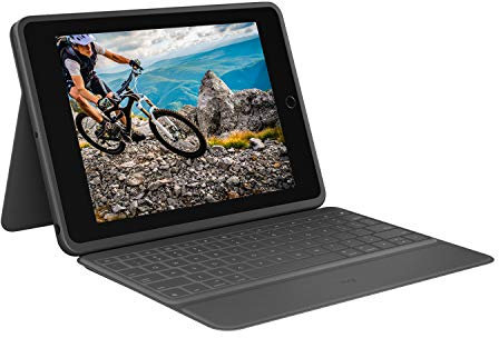 Logitech Rugged Folio für iPad (7., 8. und 9. Generation) – Schutzcase mit Smart Connector und strapazierfähiger, spritzwassergeschützter Tastatur, Deutsches QWERTZ-Layout - Schwarz