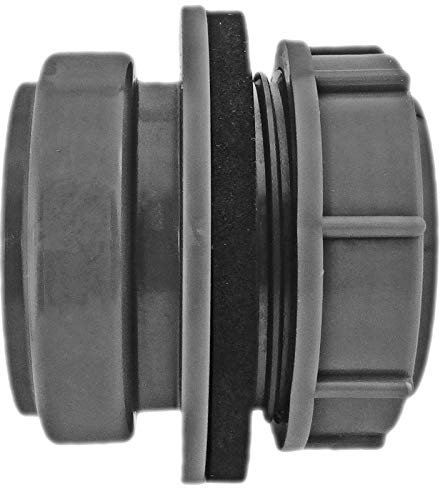 Anschraub Durchführung aus Kunststoff grau für Lochdurchmesser 60mm Aussengewinde 2 Rohr Zoll mit Dichtung + Muffe für Rohr Aussendurchmesser 50mm DN50 mit Lippendichtung