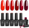 beetles Gel Polish- Bloody Mary Red Gel Nail Polish Set - 6 Pcs Shimmer Red Burgundy Glitter Nail Soak Off UV Kit Roses Manicure Design Gift for Women Girls
