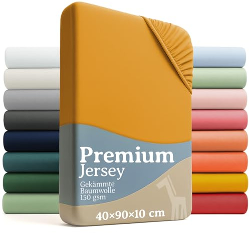 Laleni Premium Spannbettlaken, 40x90cm, für Babybett & Kinderbett, 100% Baumwolle, Oeko-TEX Zertifiziert, 2er Set, Gelb