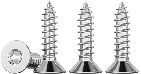 Drenky 100 Stück M5 x 16 Torx Schrauben 304 Edelstahl-Blechschrauben, Flachkopf Schrauben, DIY-Holzbearbeitung aus Edelstahl 304 Voller Thread Holzbearbeitungsbefestigung