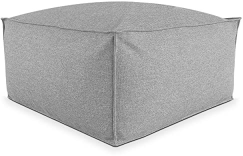 Deshome - Sitzhocker Sitzpouf Pouf 100x100x55 cm mit abnehmbarem Polster für Innen- und Außenbereich: Sitzpouf Design für Sofa, Wohnzimmer, Schlafzimmer, Sitzhocker, Light Pouf Pulvergrau