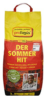 Profagus Favorit Holzkohle Grillbriketts Grillis Sommerhit Premium Qualität | 6kg 9kg 10kg 15kg 20kg | Grillen + GRATIS HL Kauf Notizblock (3kg Holzkohle + 1 HL Kauf Block)