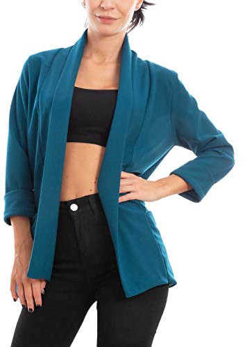 Toocool - Blazer Donna Giacca Elegante Casual Basic Monopetto Primavera VI-80021 [Taglia Unica,Petrolio]
