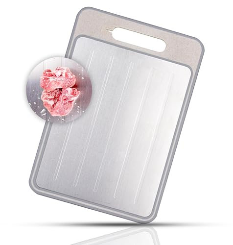 Planche de décongélation 4 en 1 - Face récto décongélation, Verso découpe, Surface pour Raper, aiguiseur pour Couteaux - Polyvalent et pratique - FISHTEC