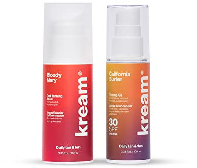 KREAM Travel Blacky Pack, Intensificador del Bronceado 100ml + Aceite Bronceador con Protección SPF30 100ml