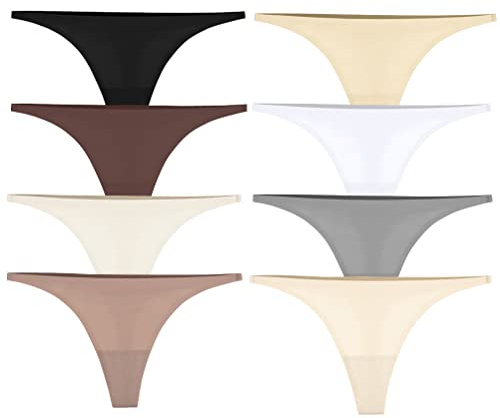Ayshie Women's Seamless G-string Thong Panties Multi-Pack Low Rise No Show Invisible T-string Underwear (Small, Style2)