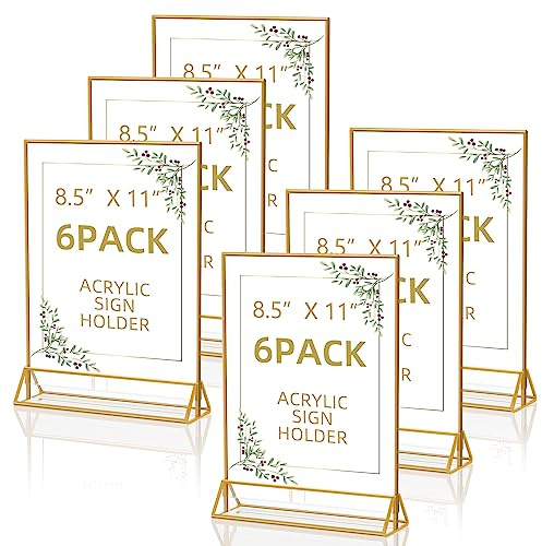 PPH-Sisy Acrylic Sign Holder 8.5X11 Clear Sign Holder,Double Sided Flyer Holder, Table Menu Holder Display Stand for Wedding Table Number (6pcs)