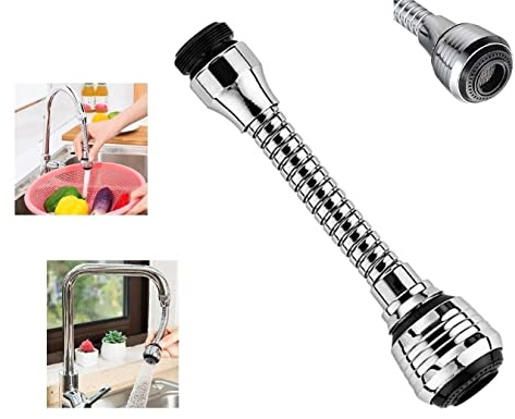 JGR SELECT Alargador Aireador Grifo Cocina - Adaptador Extensor Grifo Flexible 360º - 2 Tipos de Chorro - Acople Para Fregadero, Lavabo