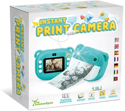 Science4you Cámara Instantánea para Niños – Captura Recuerdos con Esta Camara Fotos Infantil Instantanea con Papel de Impresión, Haz Clic y Obtén tu Foto Instantánea, Niños y Niñas de 4 5 6+ Años