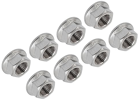 QUARKZMAN Sechskant Flansch Muttern M12x1.25mm Edelstahl Silberton 8Stk | 304 Gezahnte Metrische Sicherungsmuttern für Rohrleitungen Automotoren