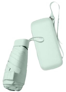 Ruspela Paraguas de viaje plegable, compacto para el sol y la lluvia, protección UV resistente al viento, funda con cremallera para mujeres y niñas, S