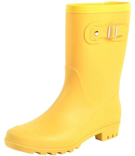 Fubotao Women's Mid Calf Rain Boots Waterproof Fashion Garden Shoes Anti-slipping Rainboots For Women Comfortable Insole Light Rain Shoes