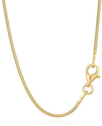 NKlaus Schlangenmuster-Zauber: 925 Silber Gelbgold vergoldete Schlangenketten, 42cm, 45cm, 1,1mm Breite – Ein filigranes Collier subtile Eleganz