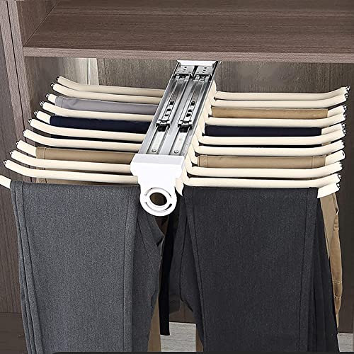 Portapantaloni estraibile Portapantaloni estensibile Portapantaloni Organizzatori per armadi Portapantaloni Appendipantaloni Guida per montaggio superiore per risparmiare spazio e riporre oggetti (B