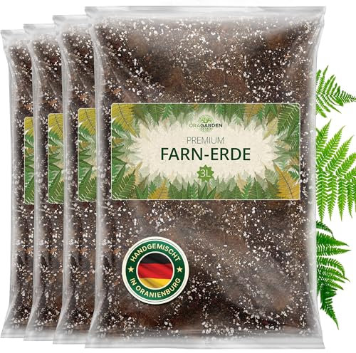 ORAGARDEN Farn Erde für Zimmerpflanzen und Garten - 12L Farn Substrat für Pflanzen, Palmen, Blumen - 5 Komponenten Blumenerde