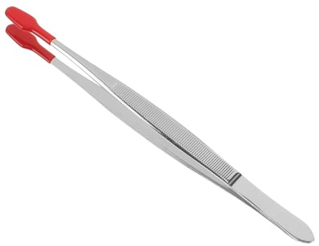 OSALADI Edelstahl Pinzette Mit Gummibeschichtung Flache Spitze Ergonomisch Leicht Und Langlebig Multifunktional Für Basteln Schmuck Labor Industrie Präzise Kontrolle Bei Feinen Arbeiten