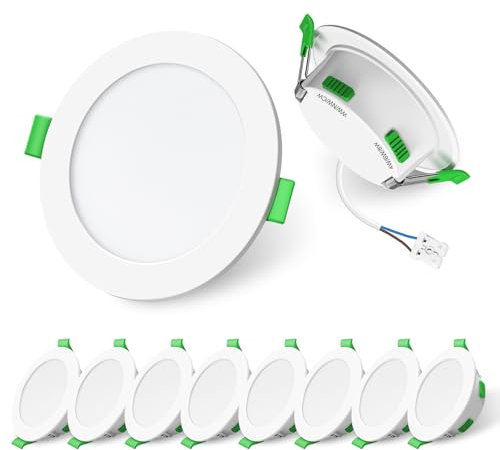 ALUSSO LIGHTING LED Einbaustrahler 230V Dimmbar, 4W/6W/8W Verstellbar LED Spots, 3CCT Warmweiß/Neutralweiß/Kaltweiß Deckenspots, Ultra Flach 68mm Deckenleuchte, IP44 für Badezimmer Küche, 10er Set
