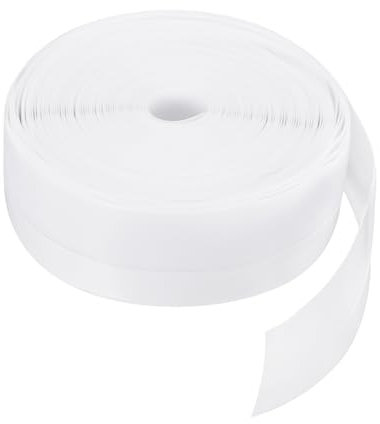 sourcing map Weather Stripping Door Seal 49.21ft x 45mm Silicone Seal Strip for Door Draft Stopper Adhesive Tape Window House Shower Glass Gaps Length 15m, White