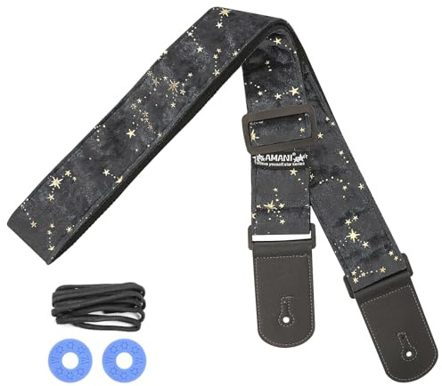 LUWOO Ukulele Strap Belt, Adjustable Shoulder Strap for Folk, Electric Guitar Bass, Starry Pattern Uke Strap for Mandolin, Banjo, Concert