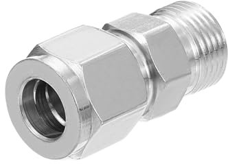 PATIKIL 3/8G x 10mm Raccordo a Compressione in Tubo d'Acciaio Inossidabile 304, Doppie Ferrule Raccordo a Compressione Adattatore Dritto Collegamento