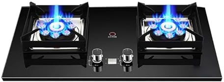 THEGA Estufa Gas 9.0Kw Doble - Estufa Gas Sobremesa Y Empotrada, Estufa Gas Inteligente con Temporizador 180 Minutos, Protección contra Apagado Llama Y Protección Bloqueo para Niños(NG)