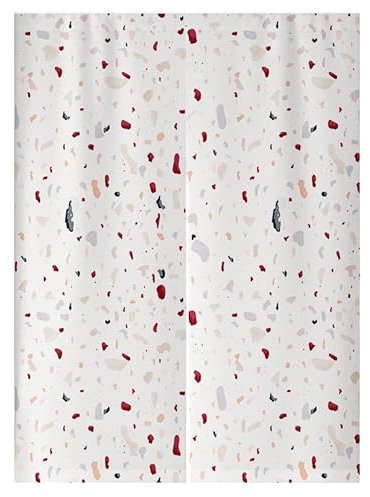 Küchenvorhänge Abstraktes Rot Grau Scheibengardinen Polyester Vorhänge Kurz Waschbar Raumteiler Vorhang Türvorhang Langlebig Küchenvorhang Kurze Gardinen Verdickung Tür Vorhang 90x200cm