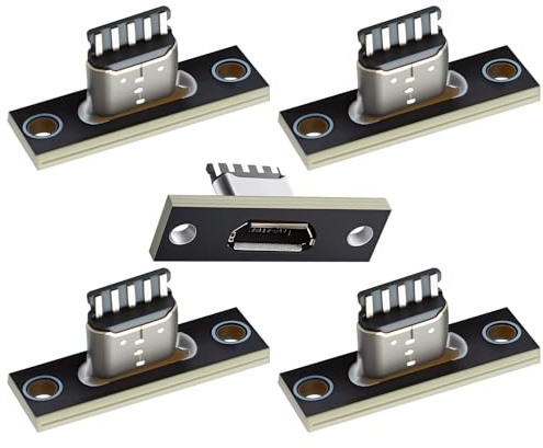 NFHK Lot de 5 connecteurs Femelles Micro-USB 5 Broches Type B à Monter sur Panneau avec Carte PC Brochage USB 2.0