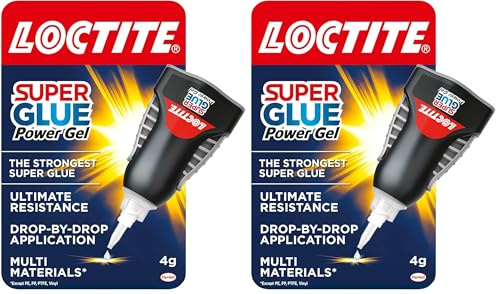 Loctite Super Glue Power Gel, Flexible Super Glue Gel, Superglue with Non-Drip Formula for Vertical Applications, Clear Glue with Precise Nozzle, 1x4g (Pack of 2)