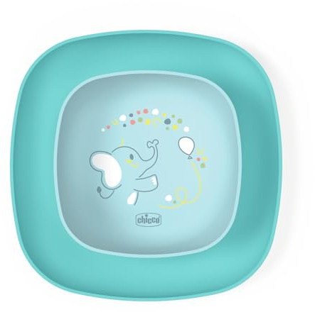 Chicco Set Piatti Bambini, Set Pappa Svezzamento con 1 Piatto Piano e 1 Ciotola, 2 Pezzi, Set piatti impilabili, Ciotola Svezzamento, Riutilizzabili, Piatto Prima Pappa, salvaspazio, 12+ Mesi, Azzurro
