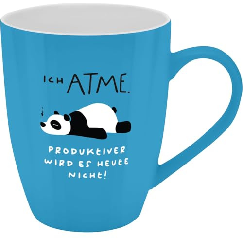 Tasse mit Motivdruck Ich atme. Produktiver wird es heute nicht!, mit Banderole