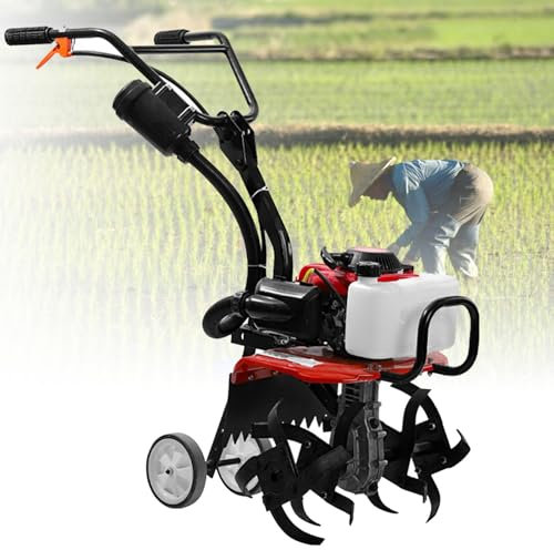 Petrol Garden Tiller, Handheld Household Cultivator, Rotavator and Rototiller for Ploughing Yard Garden Farm