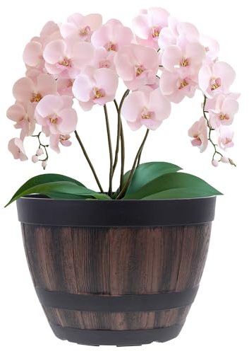 Kisangel Fioriera Da Giardino Retrò in Plastica Imitazione Legno Vaso Per Fiori Da Esterno Senza Foro Per Piante Succulente E Bonsai 9X9X7 Pollici