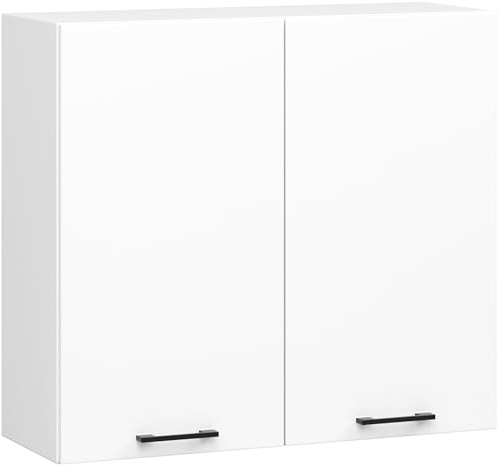 AKORD Küchen-Hängeschrank OLIWIA H720 80 cm | mit 2 Türen | Küchenschränke | Geräumig | Für eine kleine Küche | Für eine Küchenzeile | Als Teil eines Sets | B80 x H72 x T30 cm | 21,10 kg | Weiß