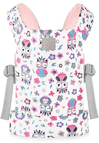 GAGAKU Portabebés para niños, portabebé de Peluche con Correas Ajustables para muñeca, Accesorios para muñecas, búho y Flores