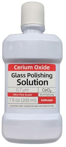 7 floz(200ml)Cerium Oxide Glass Polishing Solution – Removes: Oil Films, Water Spots, Swirl Marks, Wiper Streaks, Removes Fine Scratches & Deep-Cleans Glass (0.7 µm Ultra-Fine )(Shake well before use)