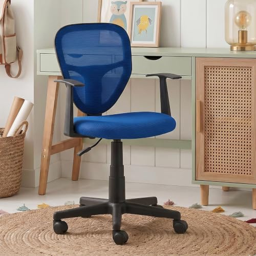 IDIMEX Schreibtischstuhl Kinder Studio-1 höhenverstellbar, Blau - Bürostuhl für Kinderzimmer ergonomisch, drehbar mit Armlehnen, atmungsaktiver Meshbezug [max. Belastbarkeit 100 kg]