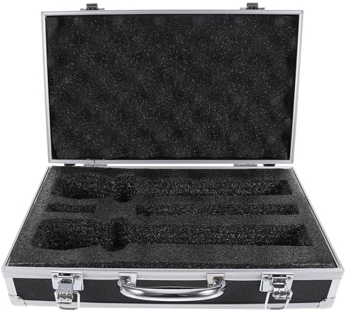 BAZEITFLOW Maleta Organizadora Portátil Estructura Multi Ranura para Micrófonos Inalámbricos para 2 Micrófonos Caja de Almacenamiento de Aleación de Aluminio Adecuado para Karaoke